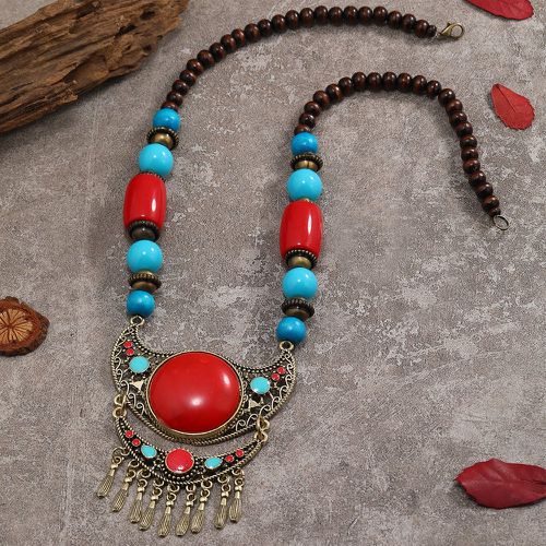 Collier à pendentif à perles à franges en métal - SHEIN - Modalova