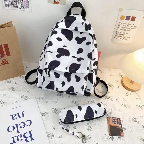 Sac à dos avec imprimé vache et trousse à crayons - SHEIN - Modalova