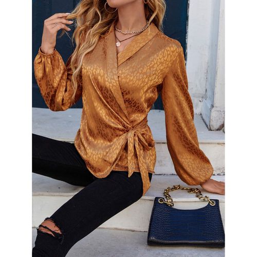 Blouse léopard en jacquard en satin - SHEIN - Modalova