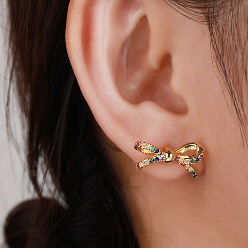 Clous d'oreilles zircone cubique à design nœud - SHEIN - Modalova