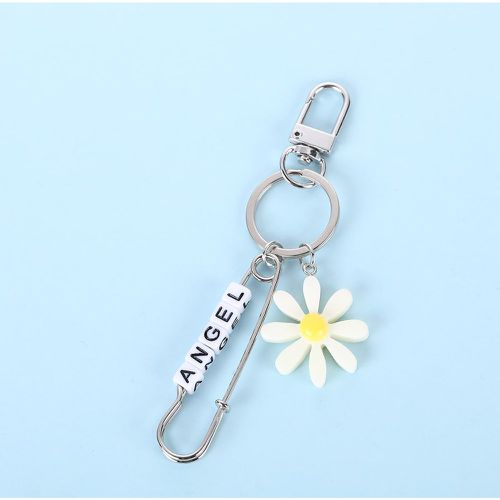 Porte-clés à breloque à lettres fleur et épingle de sûreté - SHEIN - Modalova