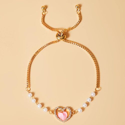 Bracelet à strass à détail cœur et fausse perle - SHEIN - Modalova