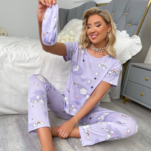 Ensemble de pyjama à imprimé & Masque de sommeil assorti - SHEIN - Modalova