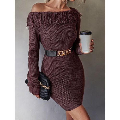 Robe pull à col asymétrique à franges (sans ceinture) - SHEIN - Modalova