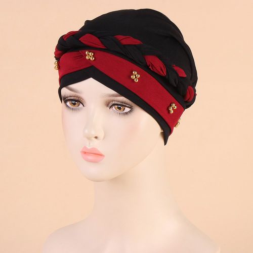 Turban bicolore à perles à détail tressé - SHEIN - Modalova