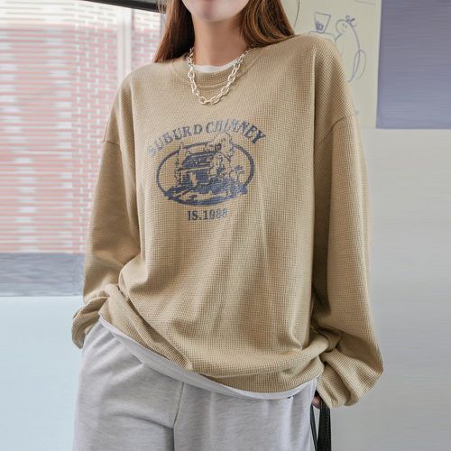 Sweat-shirt dessin animé et lettre en maille gaufrée (sans t-shirt) - SHEIN - Modalova