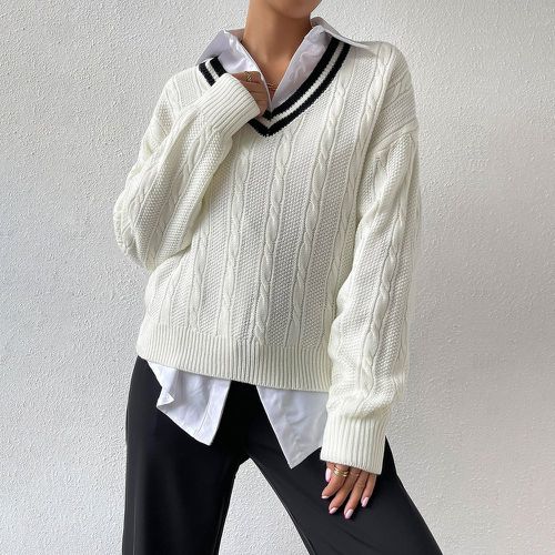 Pull à ourlet à rayures en tricot torsadé (sans blouse) - SHEIN - Modalova