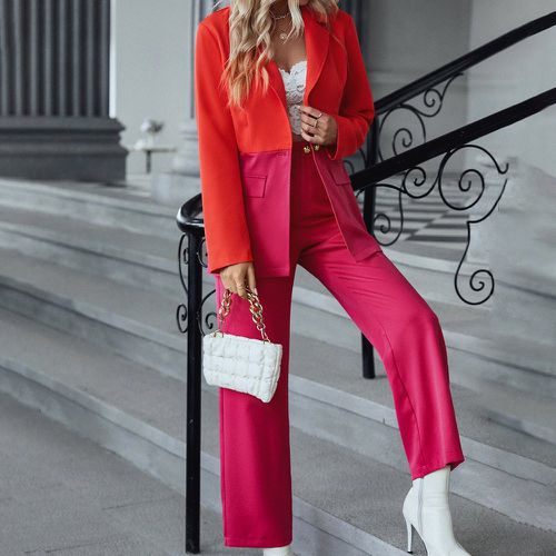 Pantalon & Blazer à blocs de couleurs à bouton - SHEIN - Modalova