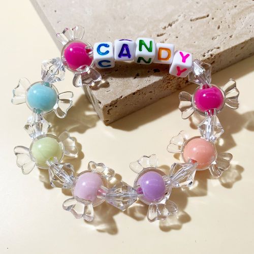 Bracelet perlé de couleur aléatoire à lettres bonbons - SHEIN - Modalova