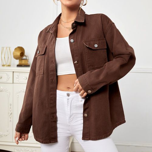 Manteau en jean poche à rabat - SHEIN - Modalova