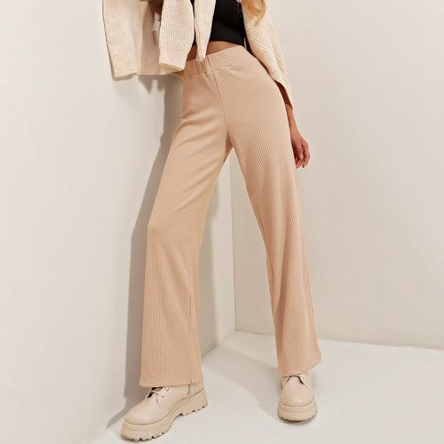 Pantalon taille élastique côtelé - SHEIN - Modalova