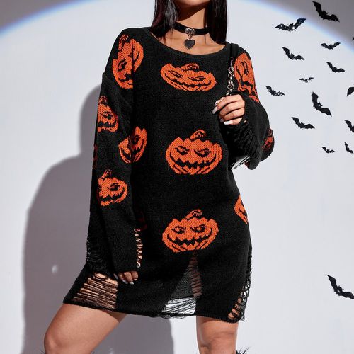 Robe pull halloween à motif de citrouille déchiré - SHEIN - Modalova