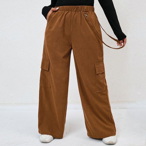 Pantalon à poche à rabat en velours côtelé - SHEIN - Modalova