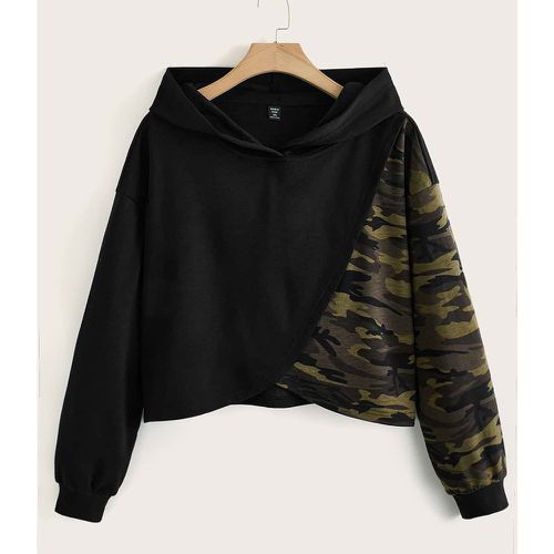 Sweat-shirt à capuche à imprimé camouflage - SHEIN - Modalova