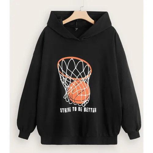 Sweat-shirt à capuche à motif basket-ball et graphique de slogan - SHEIN - Modalova
