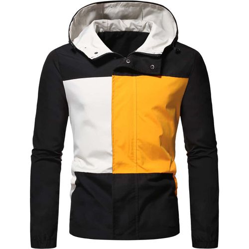 Manteau à capuche à blocs de couleurs zippé - SHEIN - Modalova