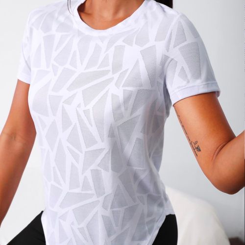 T-shirt de sport à imprimé géométrique - SHEIN - Modalova