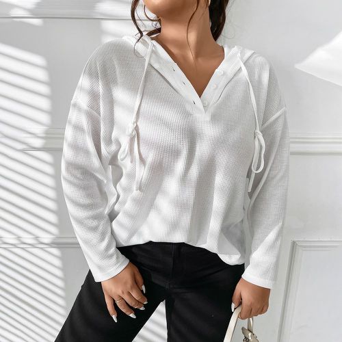 Sweat-shirt à capuche en maille gaufrée à cordon - SHEIN - Modalova