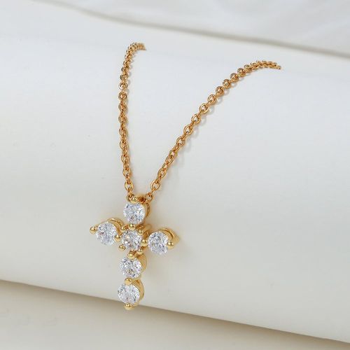 Collier avec pendentif croix zircone cubique - SHEIN - Modalova