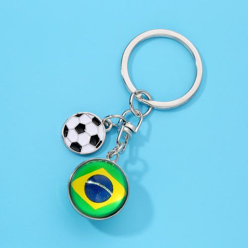 Porte-clés à breloque drapeau brésil et football - SHEIN - Modalova