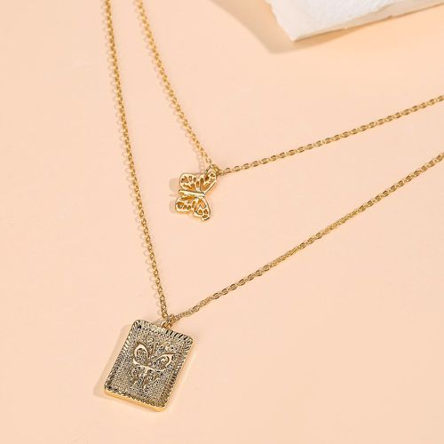 Collier papillon & rectangle pendentif - SHEIN - Modalova