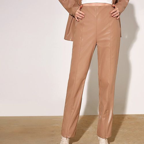 Pantalon taille haute zippé fendu en cuir PU - SHEIN - Modalova