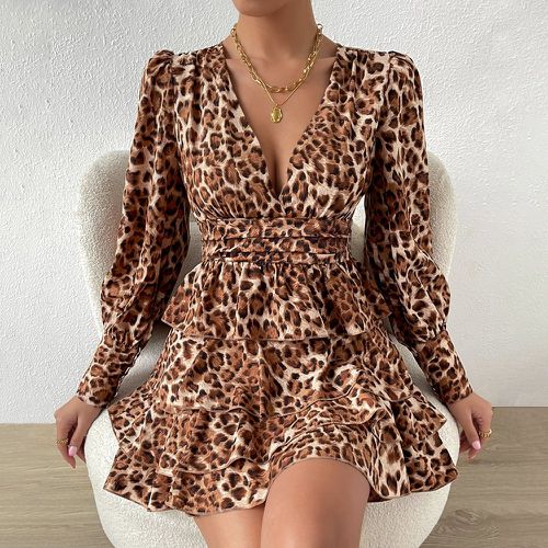 Robe léopard à volants - SHEIN - Modalova