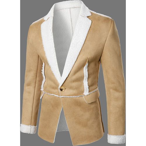 Manteau à doublure en tissu duveteux à bouton en suédine - SHEIN - Modalova