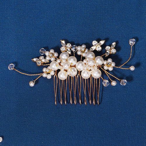 Peigne à cheveux à strass et fausses perles de mariée - SHEIN - Modalova