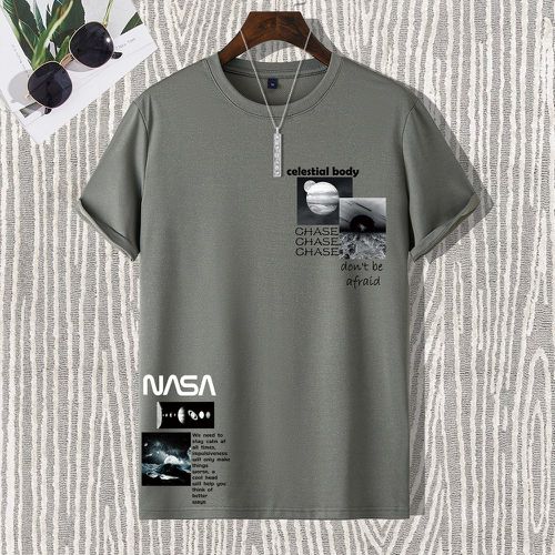 T-shirt graphique de slogan sans collier - SHEIN - Modalova