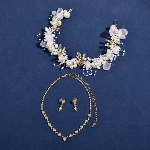 Pièces Couvre-chefs de mariée à fleur à strass & Set de bijoux - SHEIN - Modalova