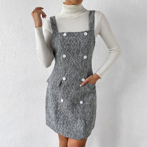 Robe salopette à bouton en tweed sans pull - SHEIN - Modalova