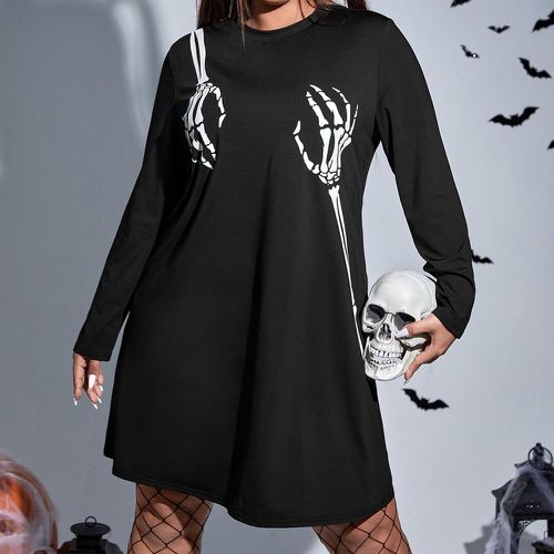 Robe t-shirt squelette à imprimé main - SHEIN - Modalova
