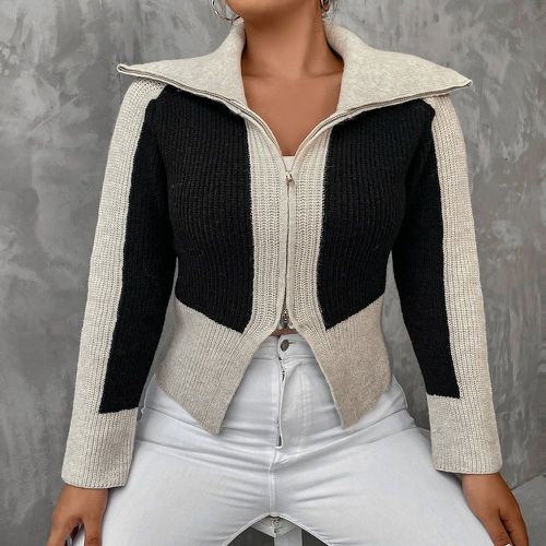 Cardigan bicolore zippé - SHEIN - Modalova