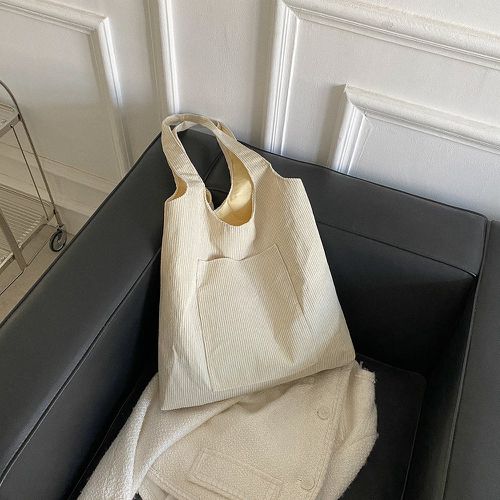 Sac fourre-tout d'épaule à poche en velours côtelé - SHEIN - Modalova