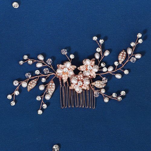 Peigne à cheveux à strass & fausse perle à fleur de mariée - SHEIN - Modalova