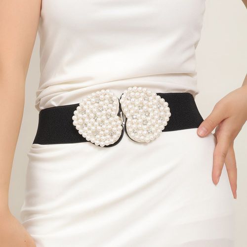 Ceinture élastique à strass & fausse perle à détail cœur symétrique boucle - SHEIN - Modalova