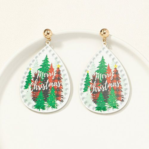 Boucles d'oreilles à design goutte d'eau arbre de Noël & graphique de slogan - SHEIN - Modalova