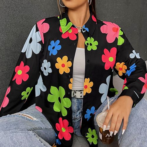 Chemise à imprimé floral à bouton - SHEIN - Modalova