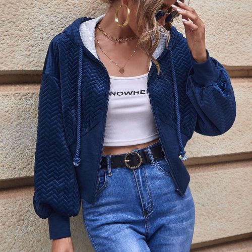 Sweat-shirt zippé à capuche en velours - SHEIN - Modalova