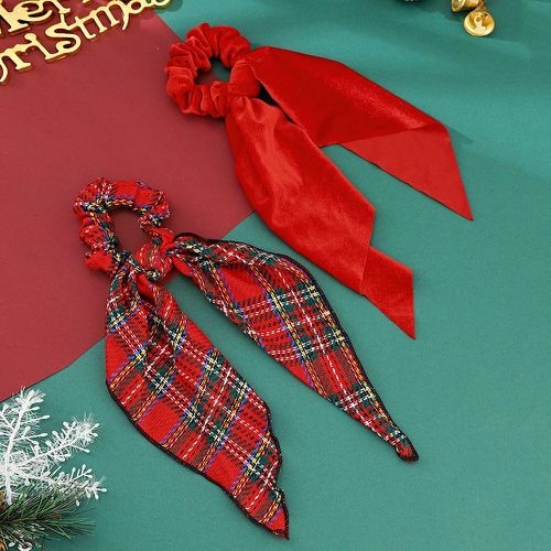 Pièces Élastique avec foulard pour cheveux Noël à carreaux - SHEIN - Modalova