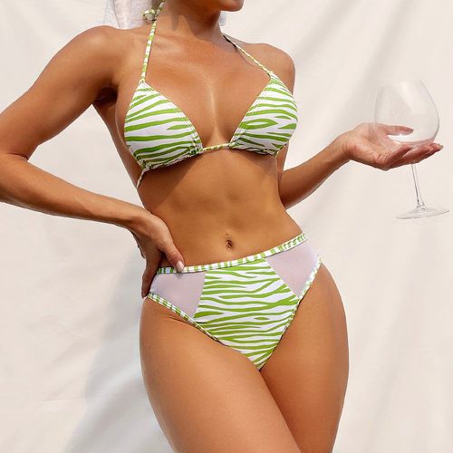 Bikini avec rayures zébrées et tulle - SHEIN - Modalova