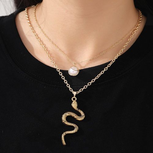 Collier fausse perle & à breloque serpent - SHEIN - Modalova