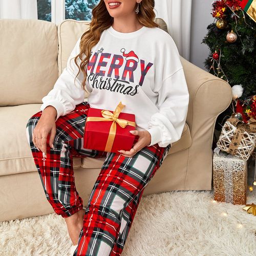 À imprimé Noël Sweat-shirt & en tartan Pantalon de survêtement - SHEIN - Modalova