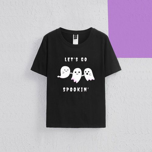 T-shirt à motif fantôme et graphique de slogan - SHEIN - Modalova