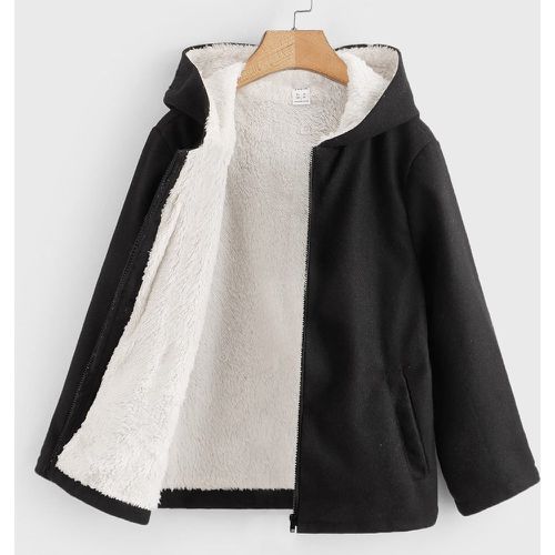Manteau à capuche à doublure en tissu duveteux zippé - SHEIN - Modalova