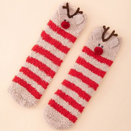Chaussettes duveteuses Noël à rayures wapiti - SHEIN - Modalova