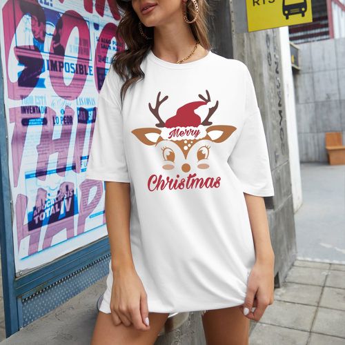 T-shirt Noël à imprimé wapiti et slogan - SHEIN - Modalova