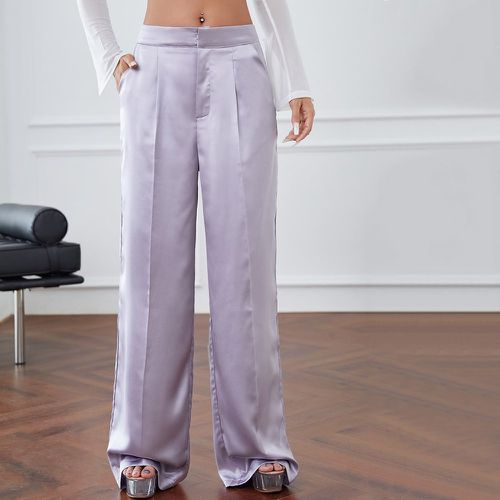 Pantalon ample zippé à poche en satin - SHEIN - Modalova