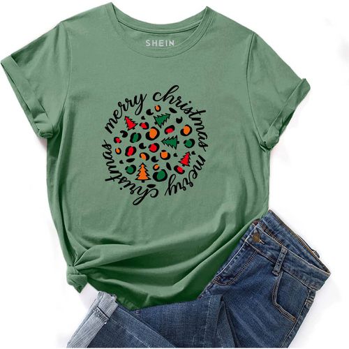 T-shirt à motif Noël et graphique de slogan - SHEIN - Modalova